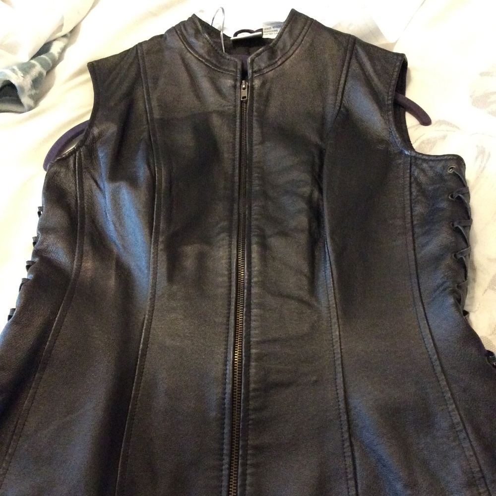 Black leather vest